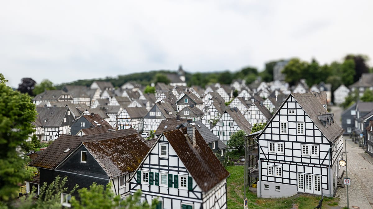 Panoramic view of the city making it look like a tiny city