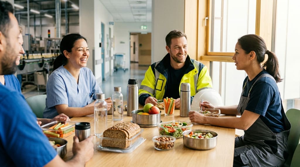 Titelbild zu Schichtarbeit isst anders: Warum Ernährung ein unterschätzter Hebel in Industrie, Pflege und Logistik ist
