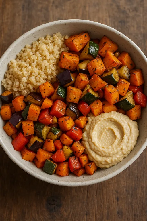 Ofengemüse-Bowl mit Hummus & Quinoa