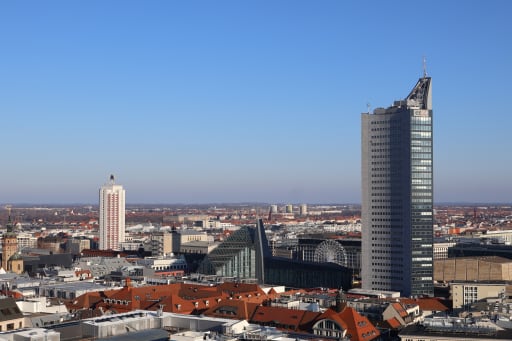 Skyline von Leipzig (Sitz von Ernährungswandel)