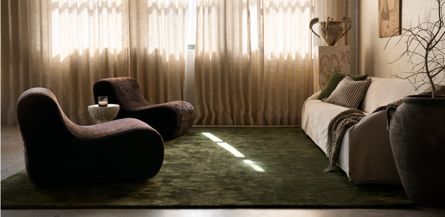 Luxury custom area rug displayed in elegant home interior