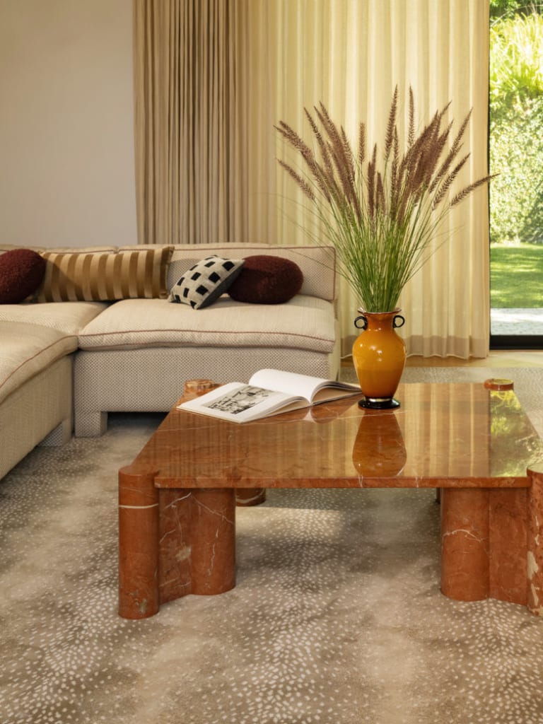 Luxury custom area rug displayed in elegant home interior