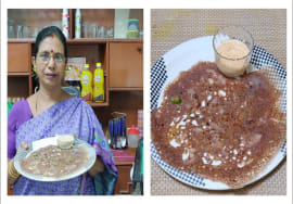 Ragi Rawa Dosai / ராகி ரவை தோசை – கால்சியமும் இரும்புச்சத்தும் மிகுந்தது – Mallika Badrinath