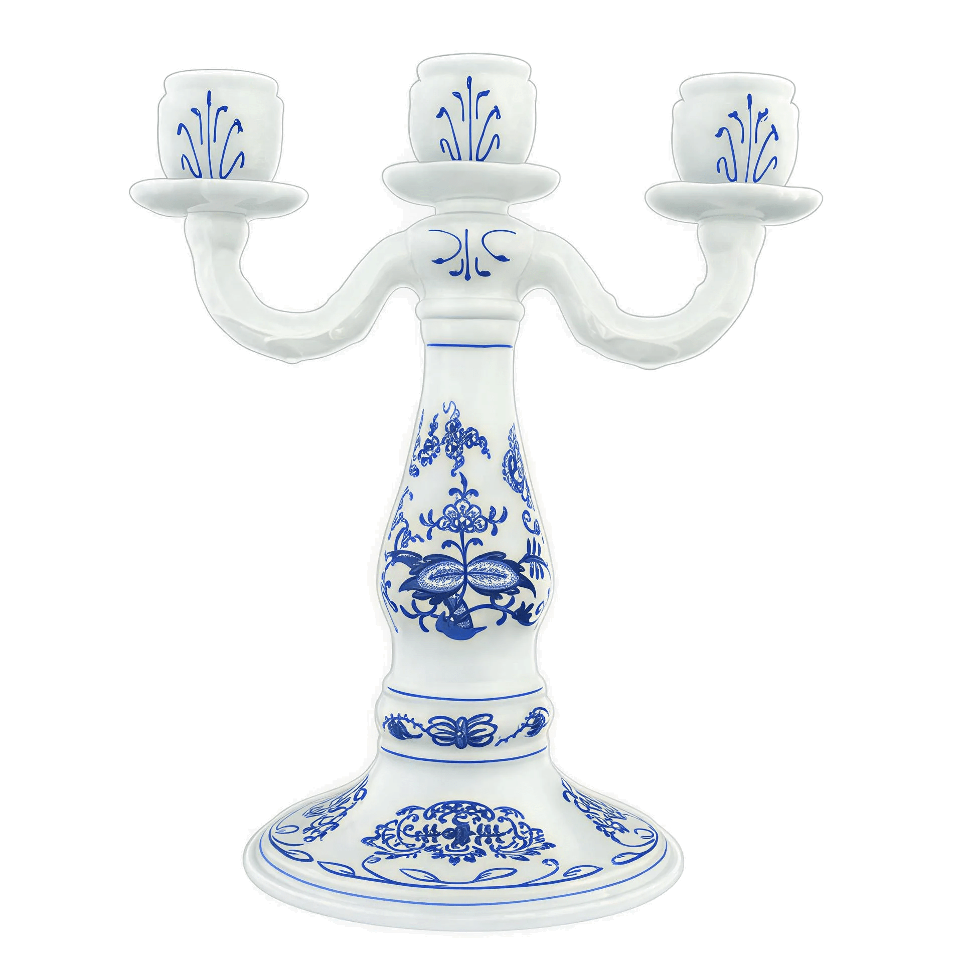 Three-Arm Porcelain Candlestick