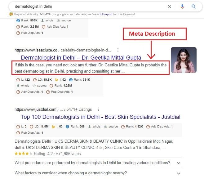 Meta descriptions
