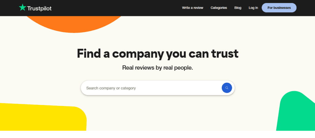Trustpilot homepage screenshot