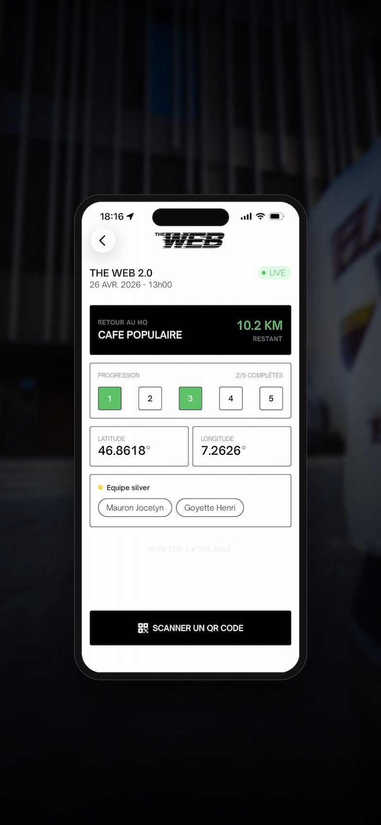 Application mobile pour une course d'orientation
