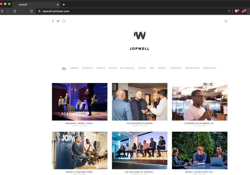 Screenshot of Jopwell's homepage.