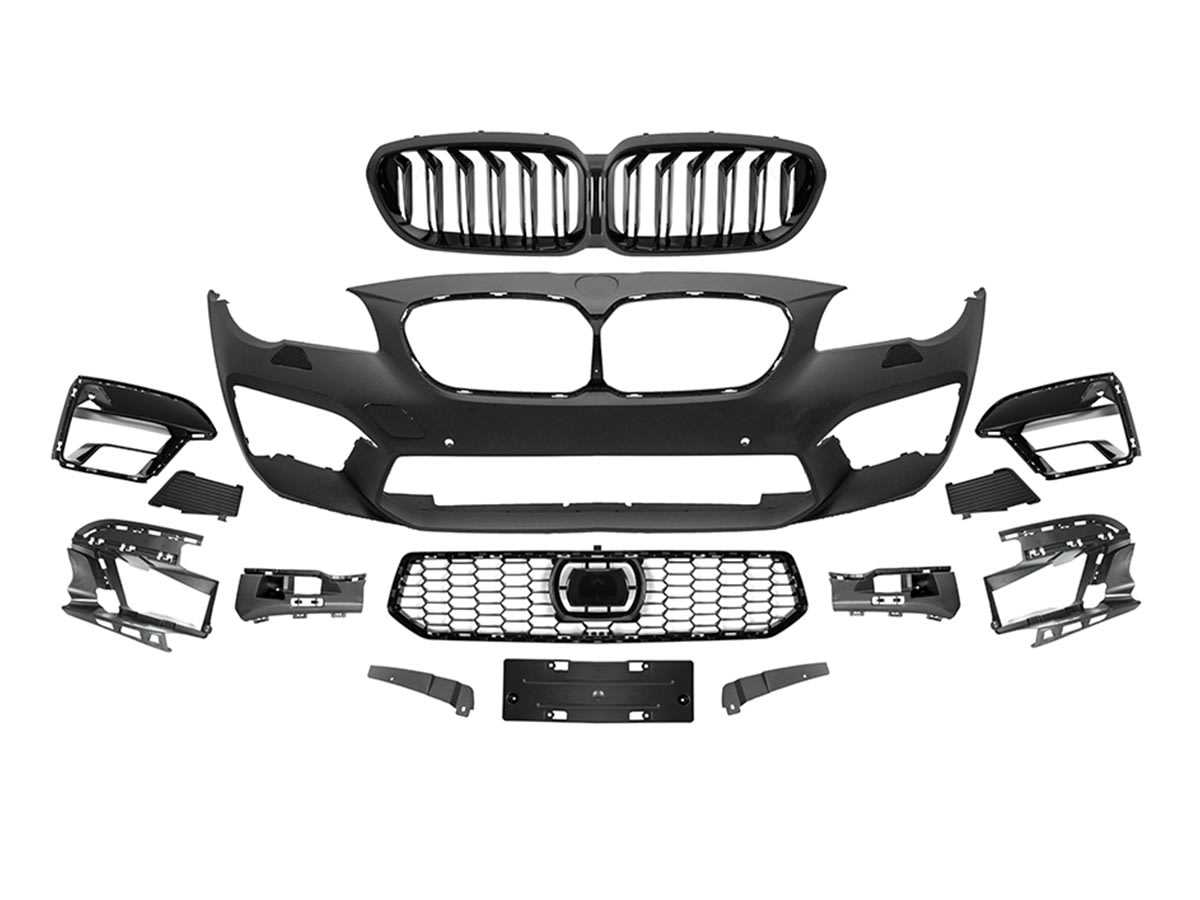 BMW 5 Series F10 2009-2016 Complete Bumper Front Headlight Washer, Grille (Headlight Fixed)