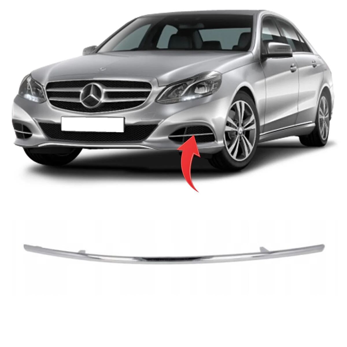 Mercedes E Series W212 Bumper Grille Chrome Trim Front Left 2009-12