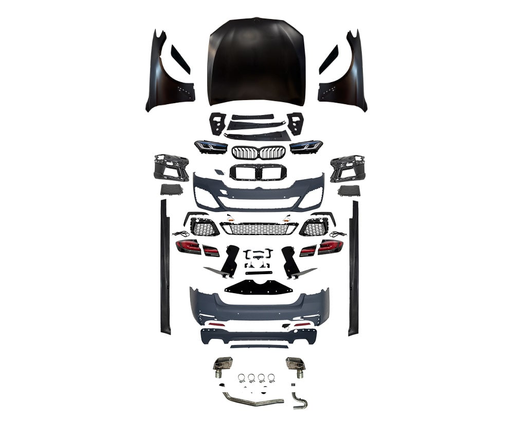 BMW 5 Serisi F10 2009-2016 M-Tech Komple Gövde Kiti Çift Çıkışlı Egz.Uçlu Marşpiyeli Panjurlu Kaput/Çamurluk Far/Stop