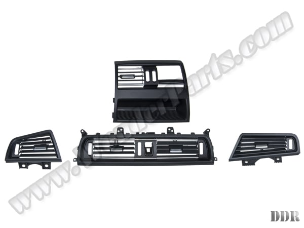 BMW 5 Series F10 2009-2016 A/C/Heater Vent Grille Set:4ad Front+Rear with Chrome Trim Black