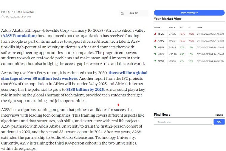 A2SV Receives Funding from Google as Part of Their Support for Diverse African Tech Talent