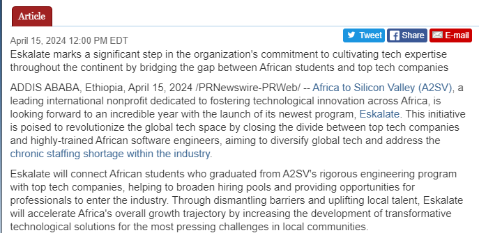 A2SV Launches New Staffing Arm, Eskalate, to Connect African Tech Talent Globally