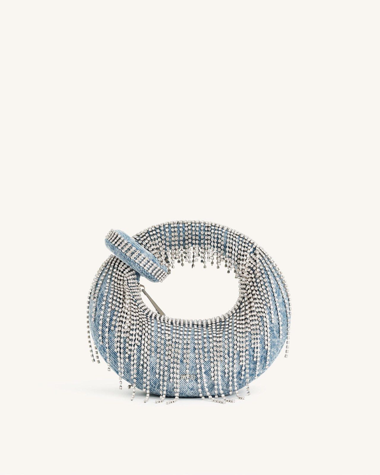 JW PEI Abacus Denim Artificial Crystal Mini Top Handle Bag - Blue - image 1