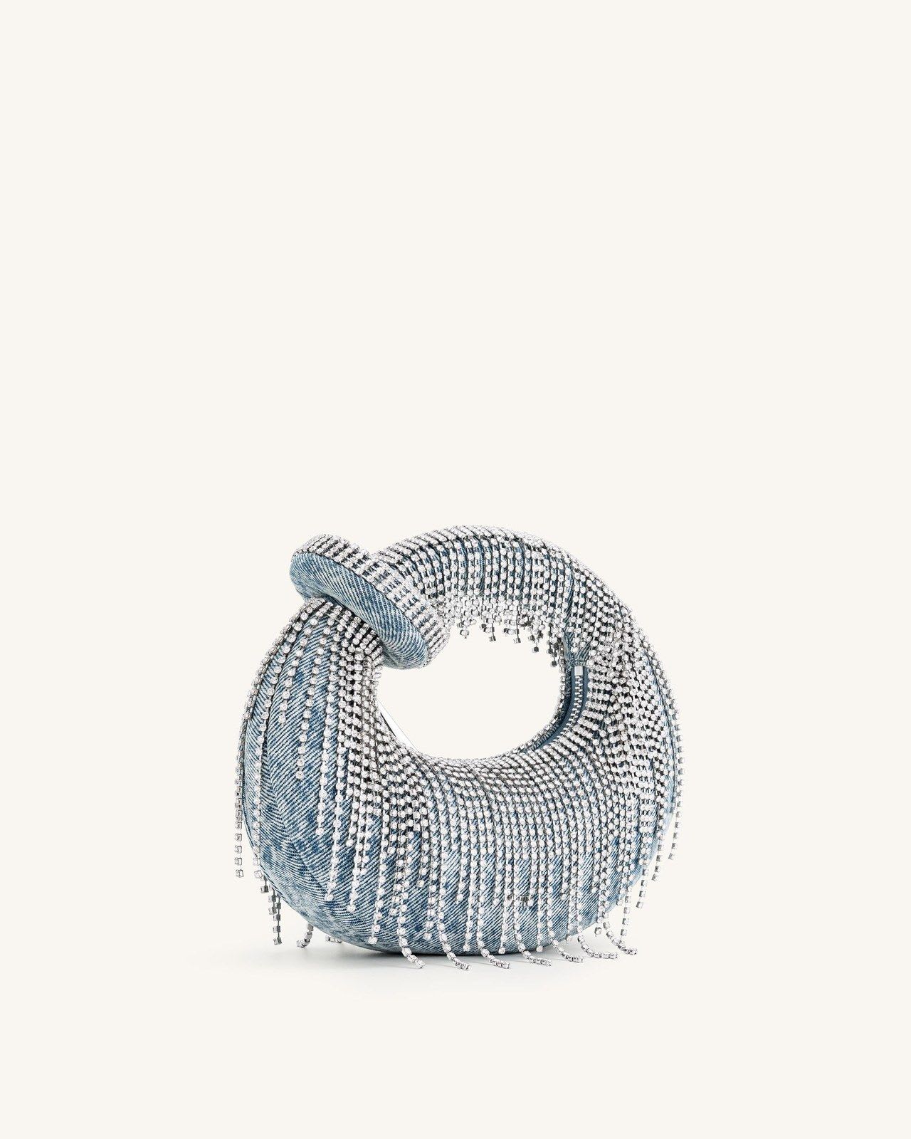 JW PEI Abacus Denim Artificial Crystal Mini Top Handle Bag - Blue - image 2