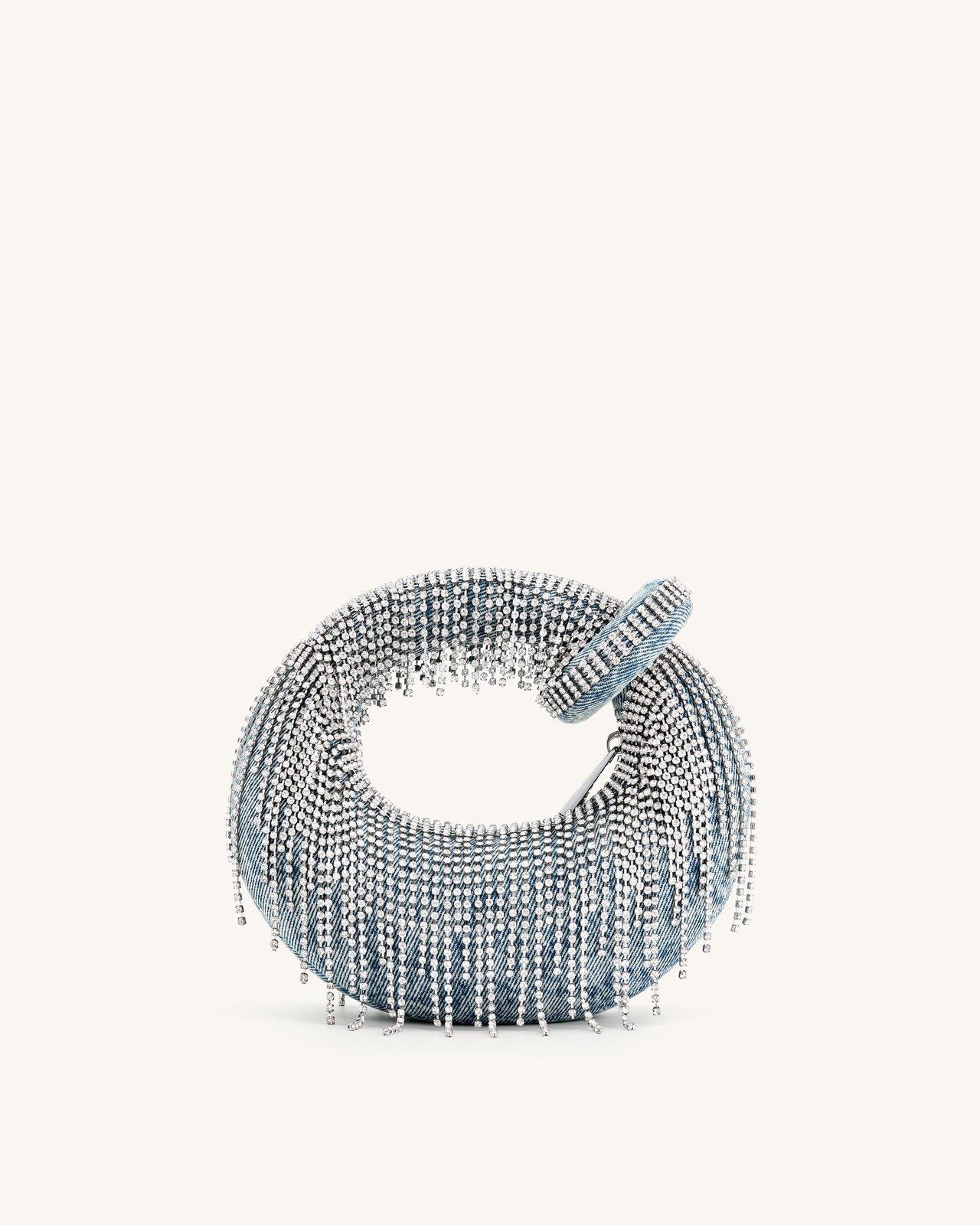 JW PEI Abacus Denim Artificial Crystal Mini Top Handle Bag - Blue - image 3
