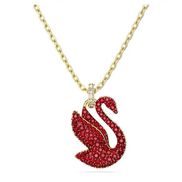 Swarovski Swan Pendant Necklace, Medium, Red, Gold-tone Plated - image 1