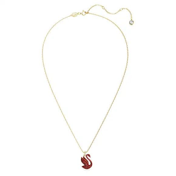 Swarovski Swan Pendant Necklace, Medium, Red, Gold-tone Plated - image 2