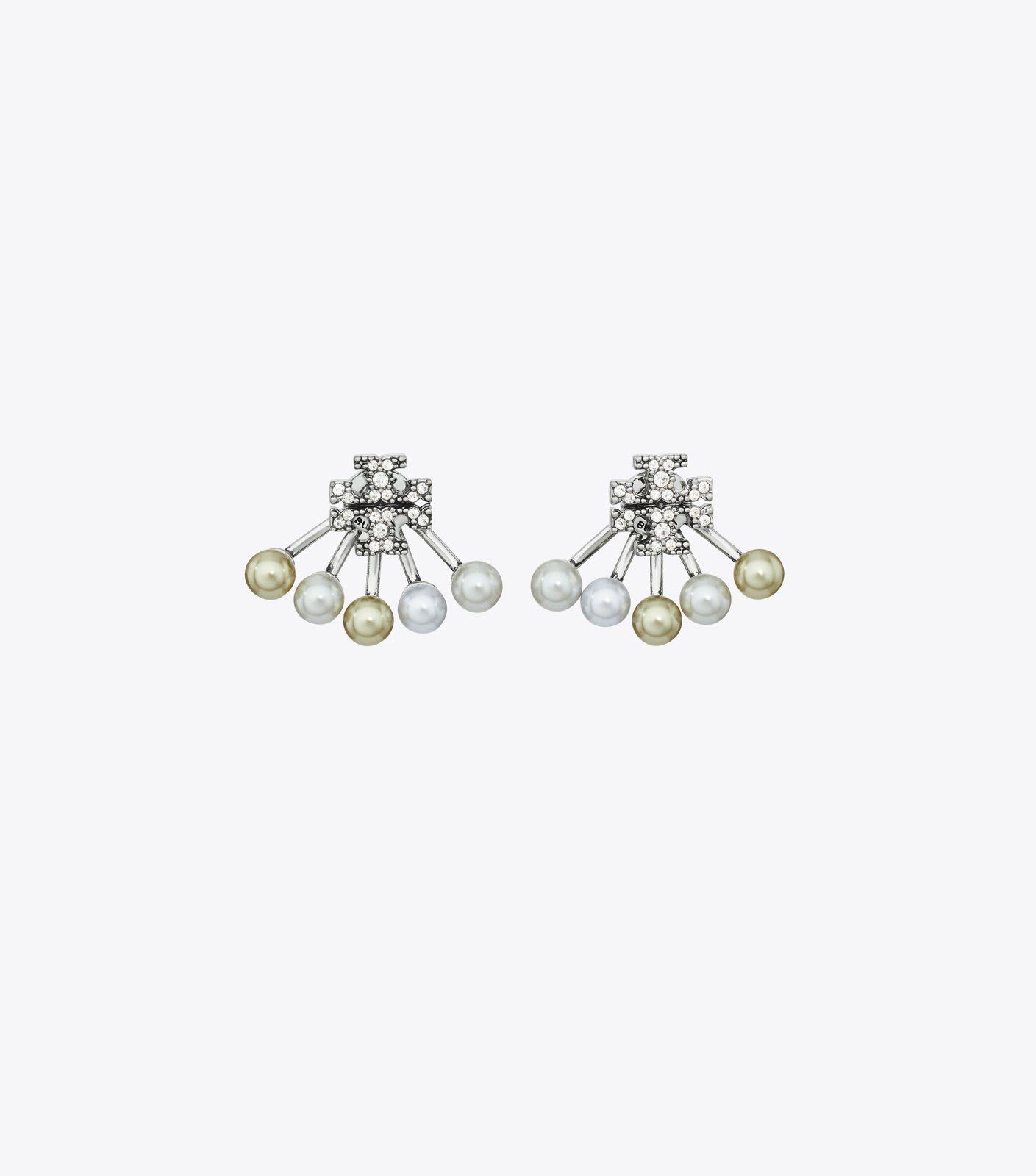 Tory Burch Moondance Pearl Front-Back Earrings (Tory Silver / Light Sapphire / Pearl) - image 1