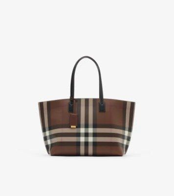 Burberry Medium Check Tote (Dark Birch Brown) - image 1