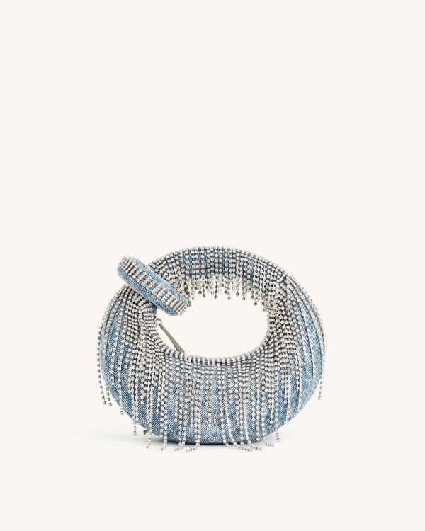 JW PEI Abacus Denim Artificial Crystal Mini Top Handle Bag - Blue - image 1