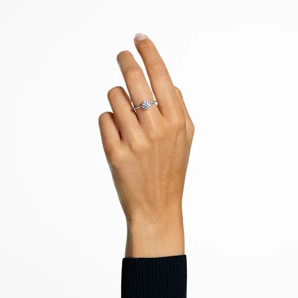 Swarovski Stilla Cocktail Ring, Round Cut, Pavé, White, Silver-tone Finish - image 1