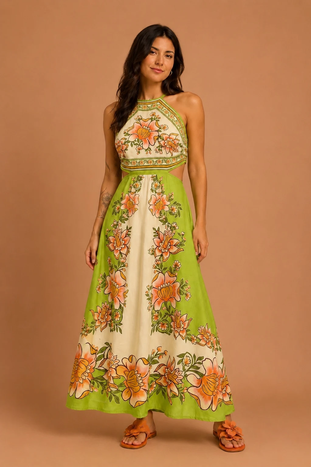Vestido cropped jardim boho