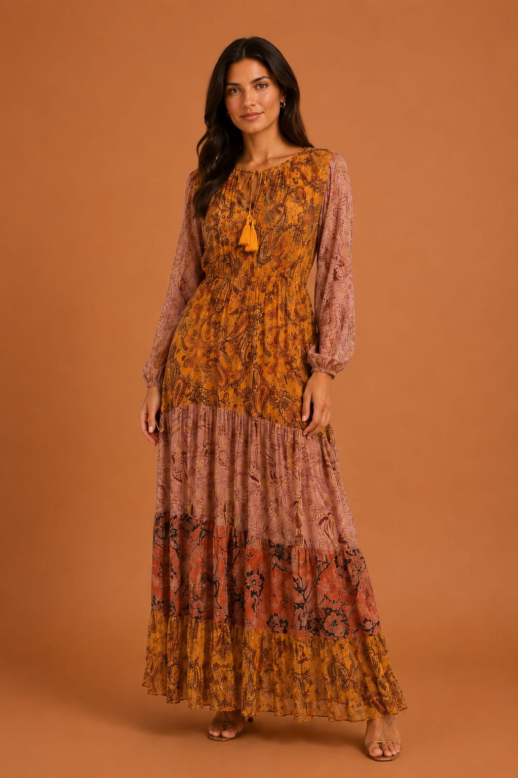Vestido Longo patch lurex