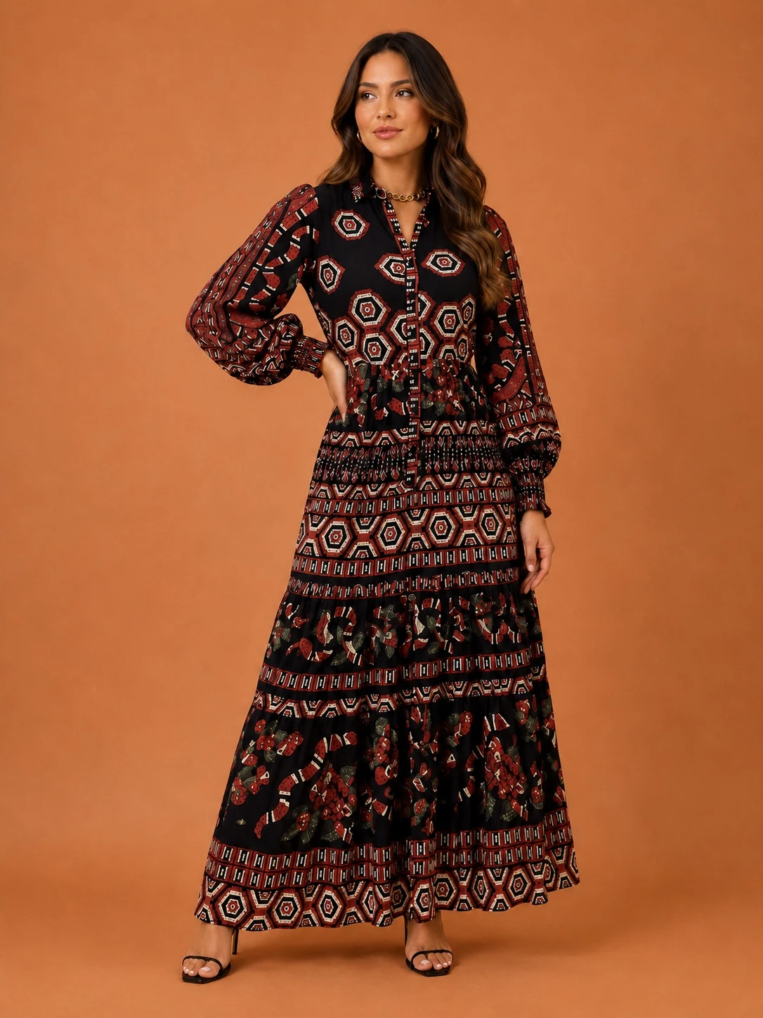 Vestido midi guaraná