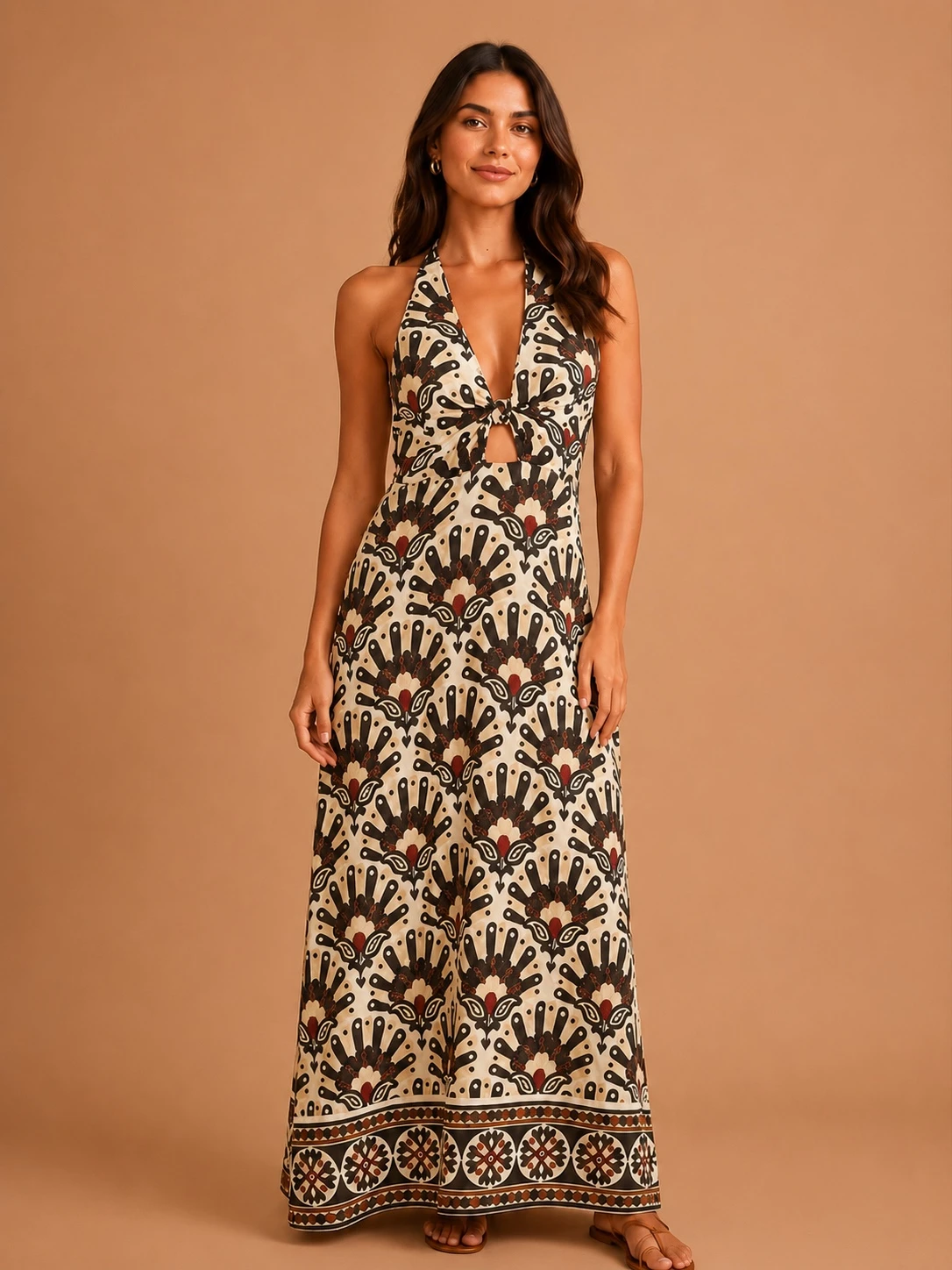 Vestido cropped leque de flor