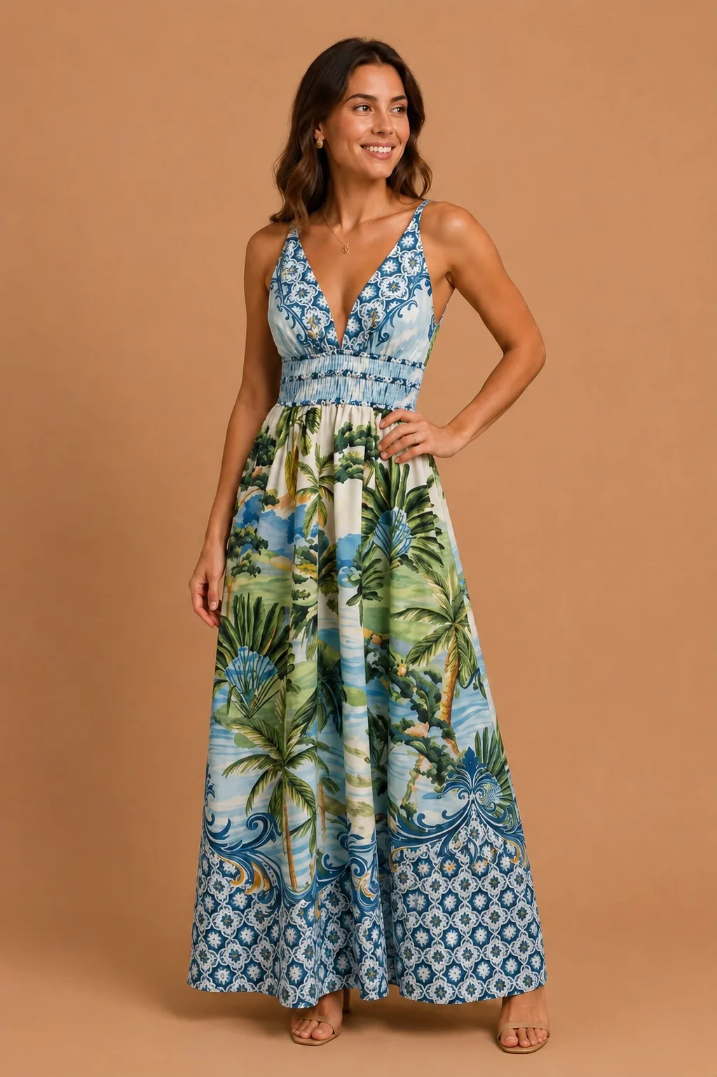 Vestido cropped paisagem natural