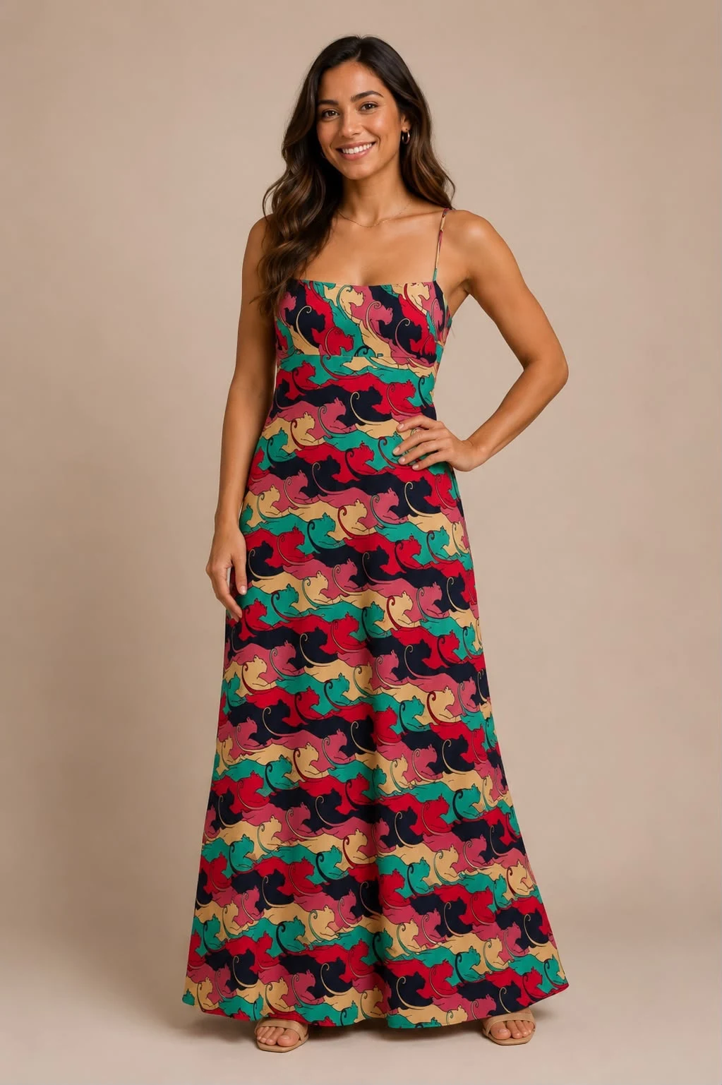 Vestido mídi panteras