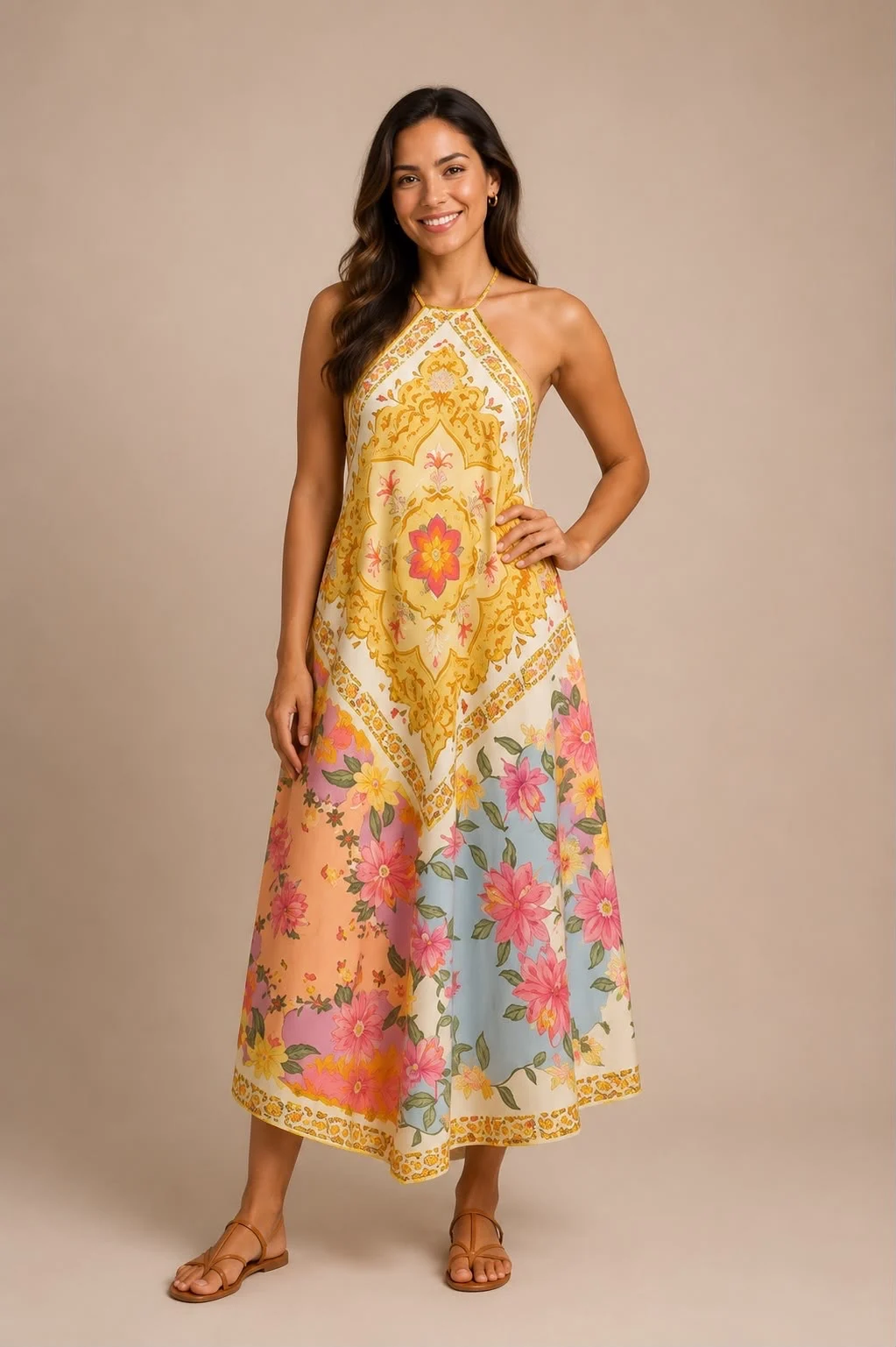 Vestido cropped lenço amalf