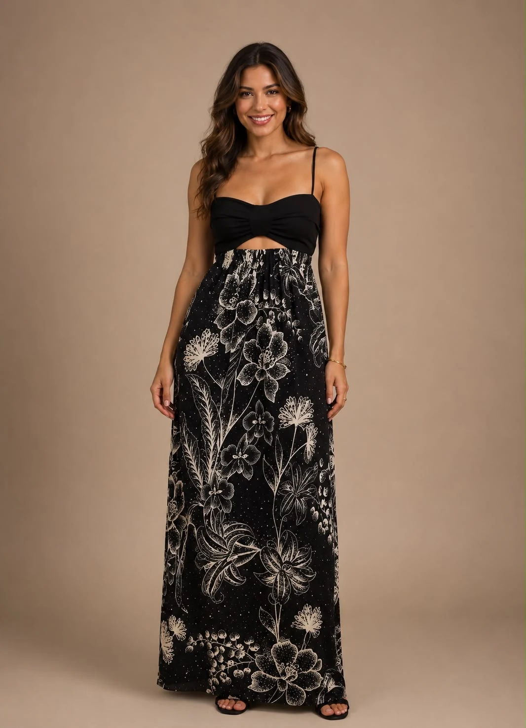 Vestido longo céu de flor