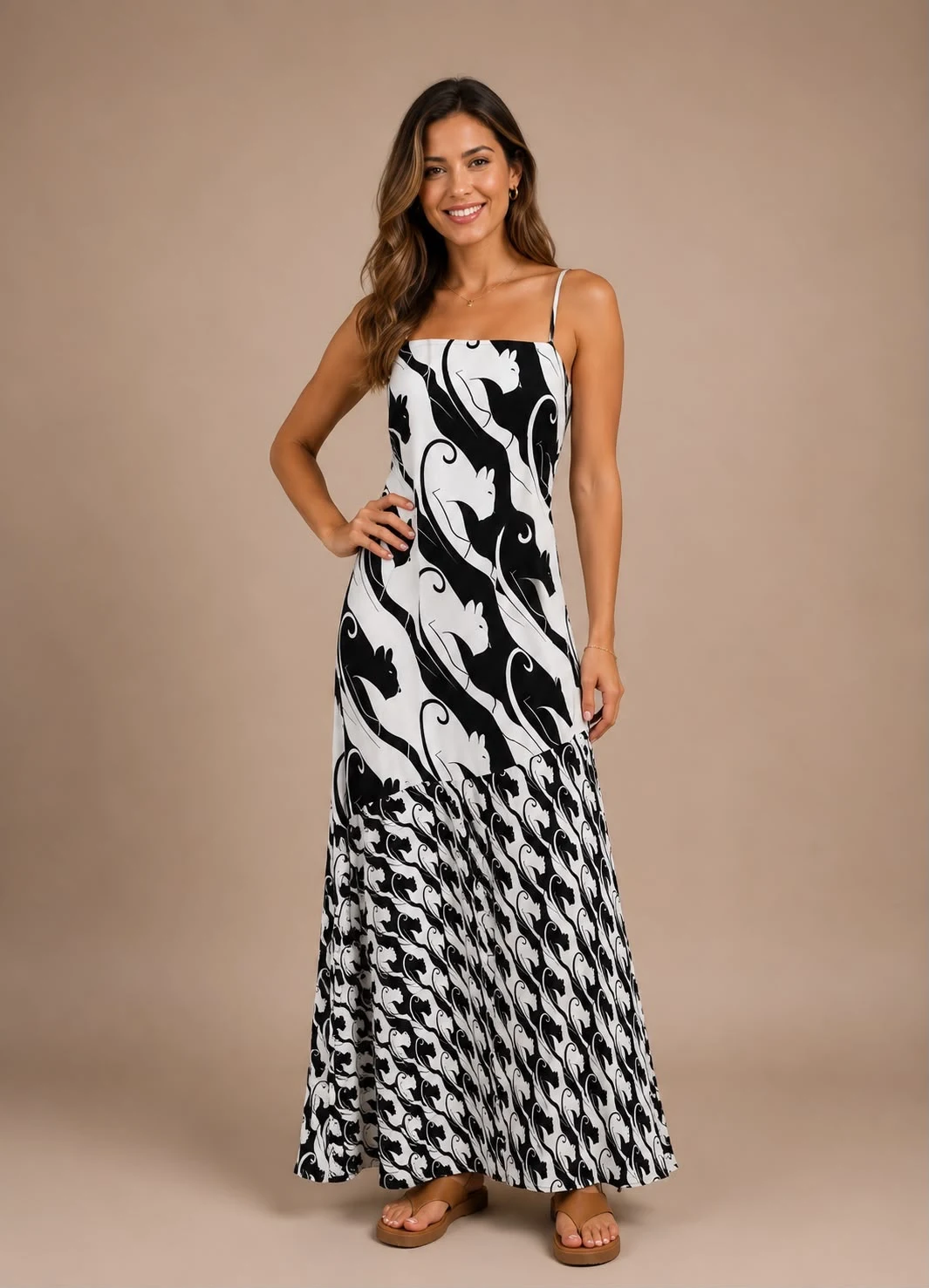 Vestido mídi pantera