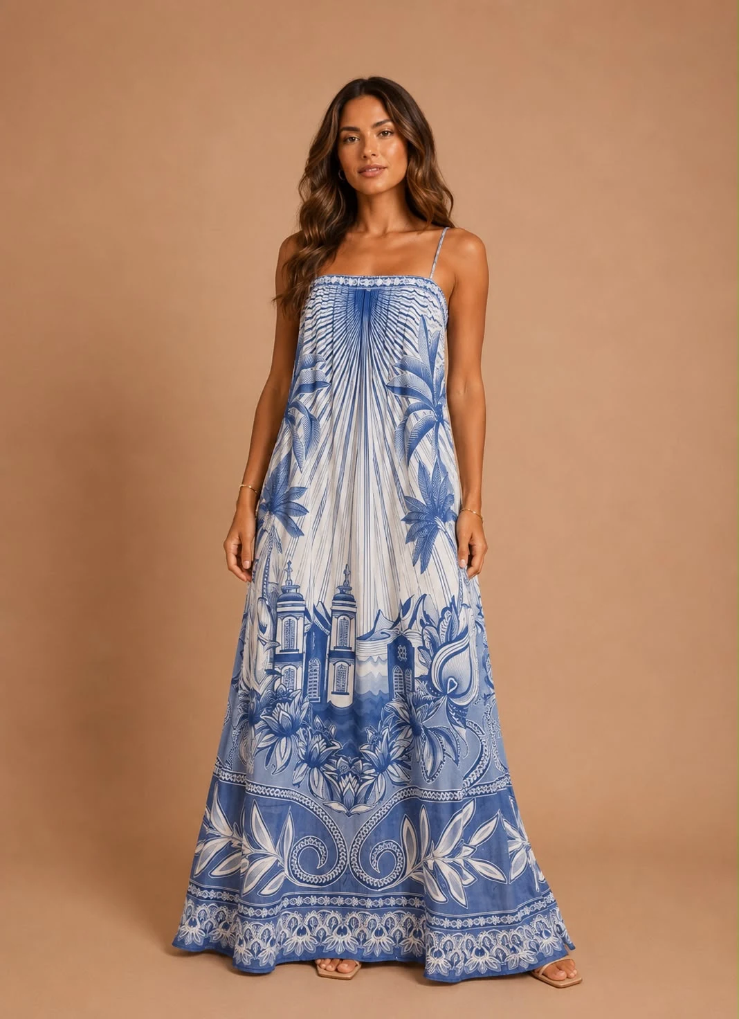 Vestido longo afeto tropical