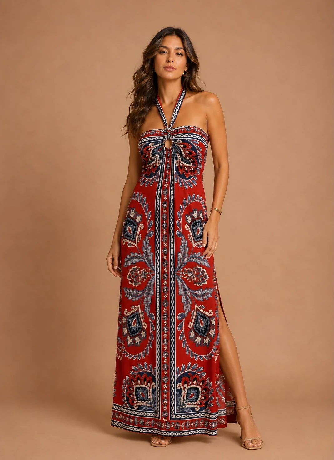 Vestido longo lenço Náutico