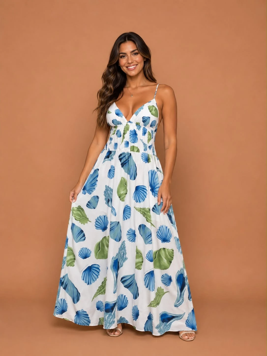 Vestido longo concha litoral