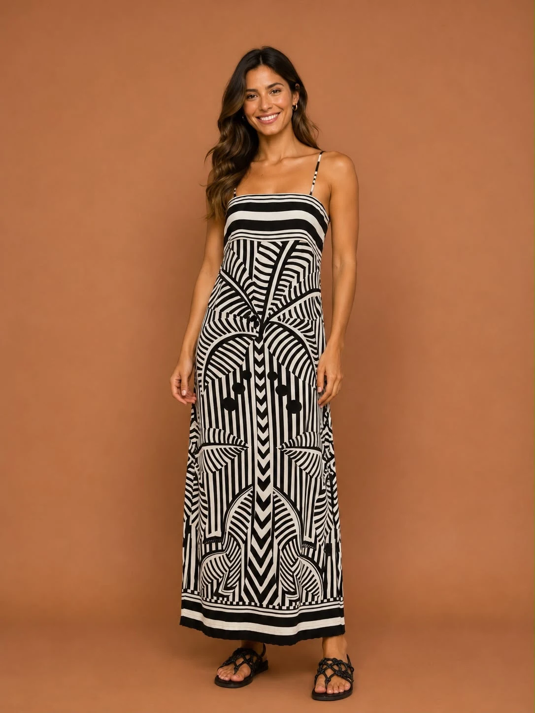 Vestido listra tropical