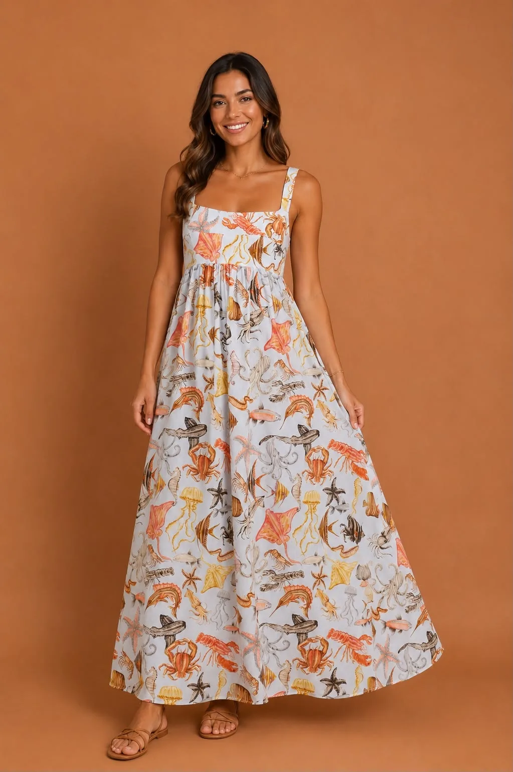 Vestido alcinha vida marinha