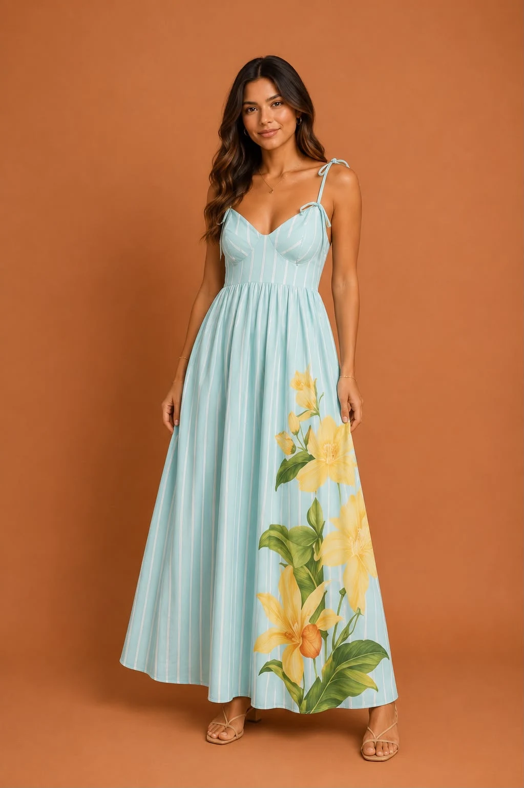 Vestido mídi listra Alexia
