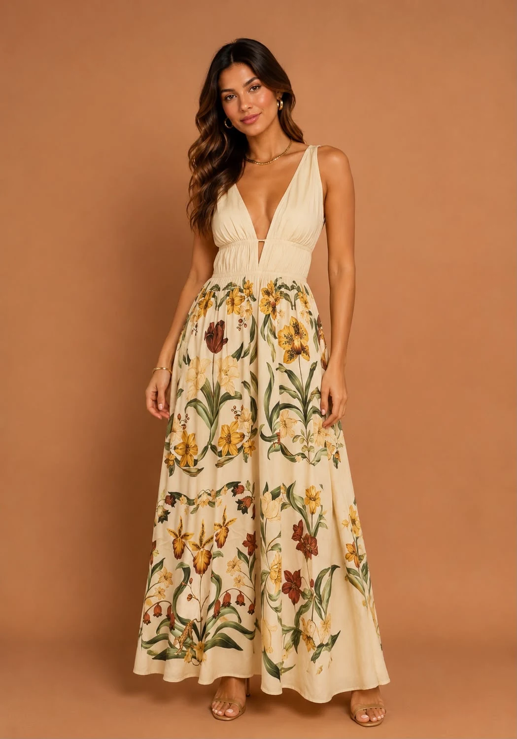 Vestido longo selva de flor