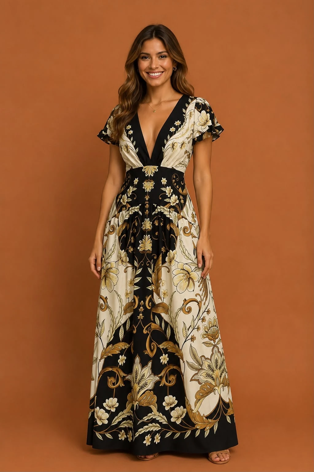 Vestido longo manga Milena