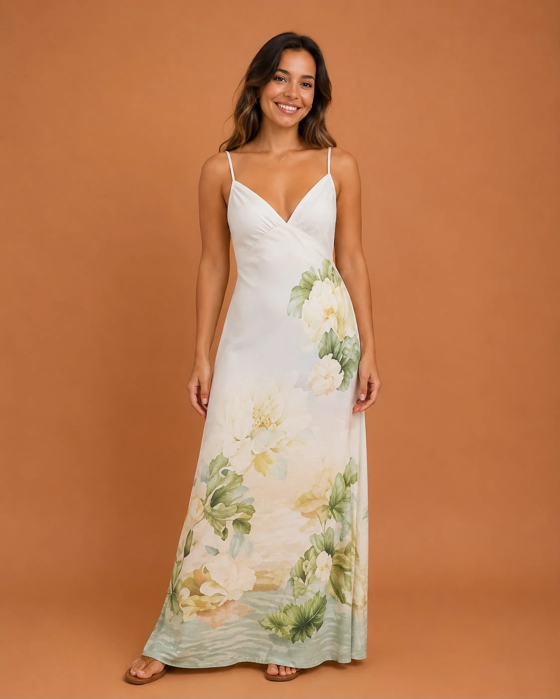 Vestido longo lago de lótus