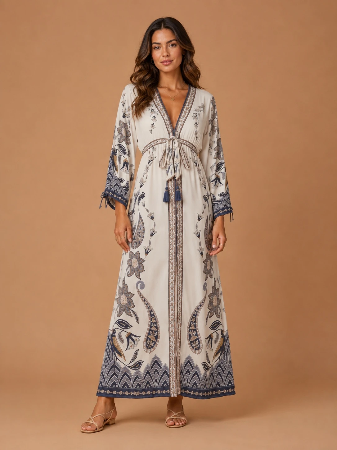 Vestido longo lenço riviera