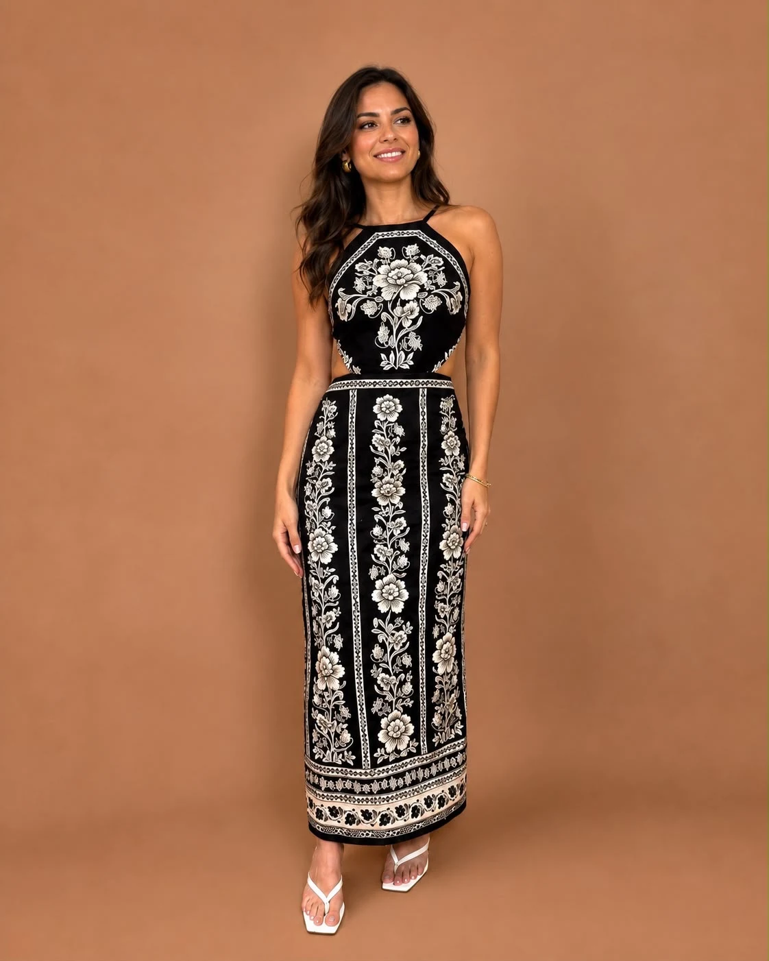 Vestido mídi floral delicadeza