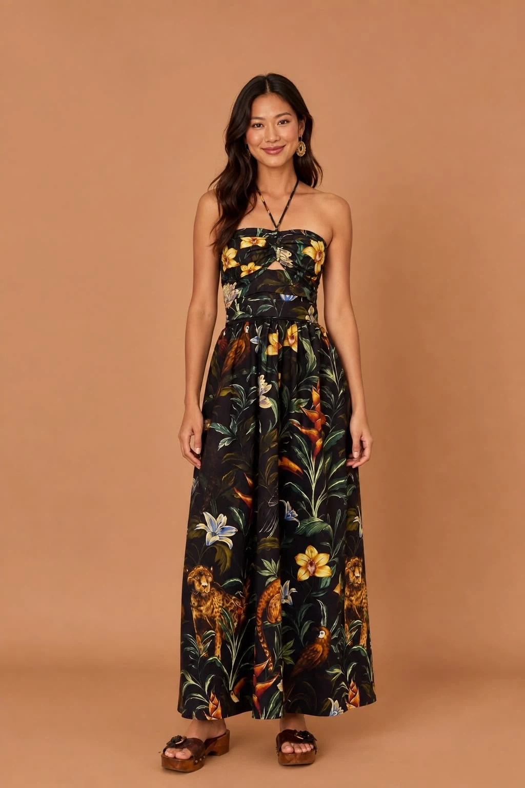 Vestido mídi fauna noturna