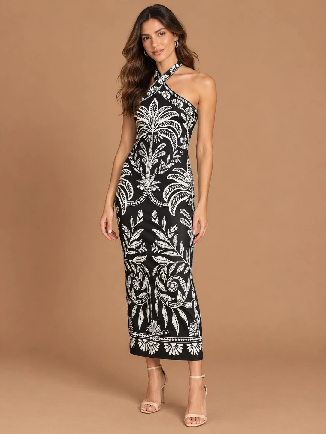 Vestido mídi coqueiro sereno