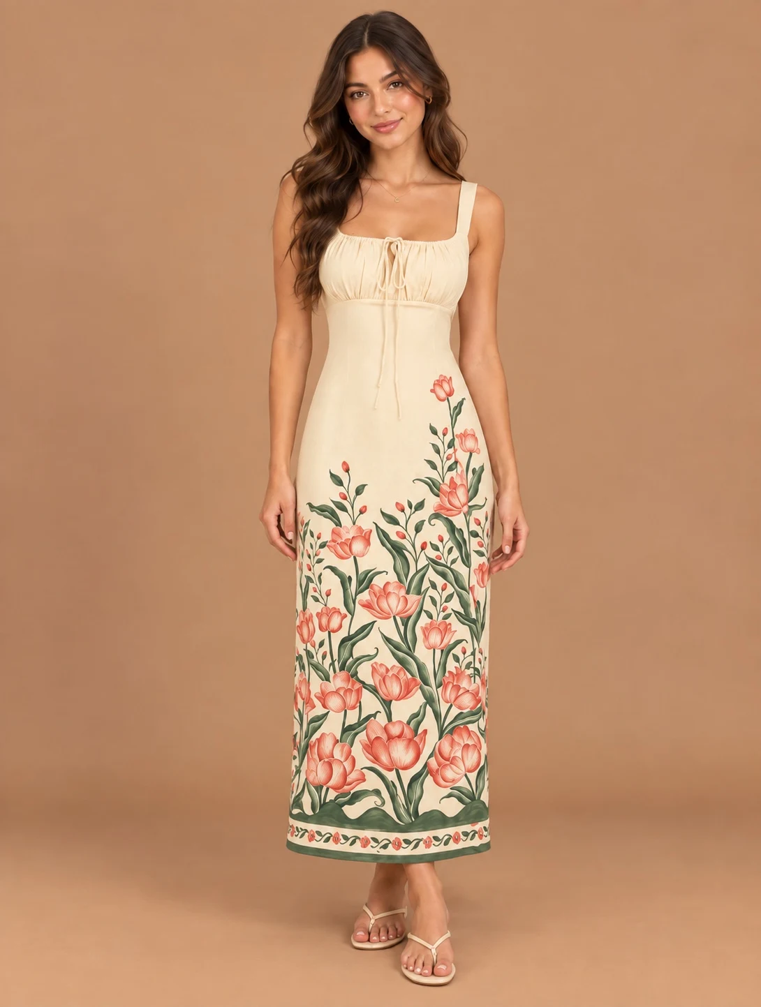 Vestido longo sonho tulipas